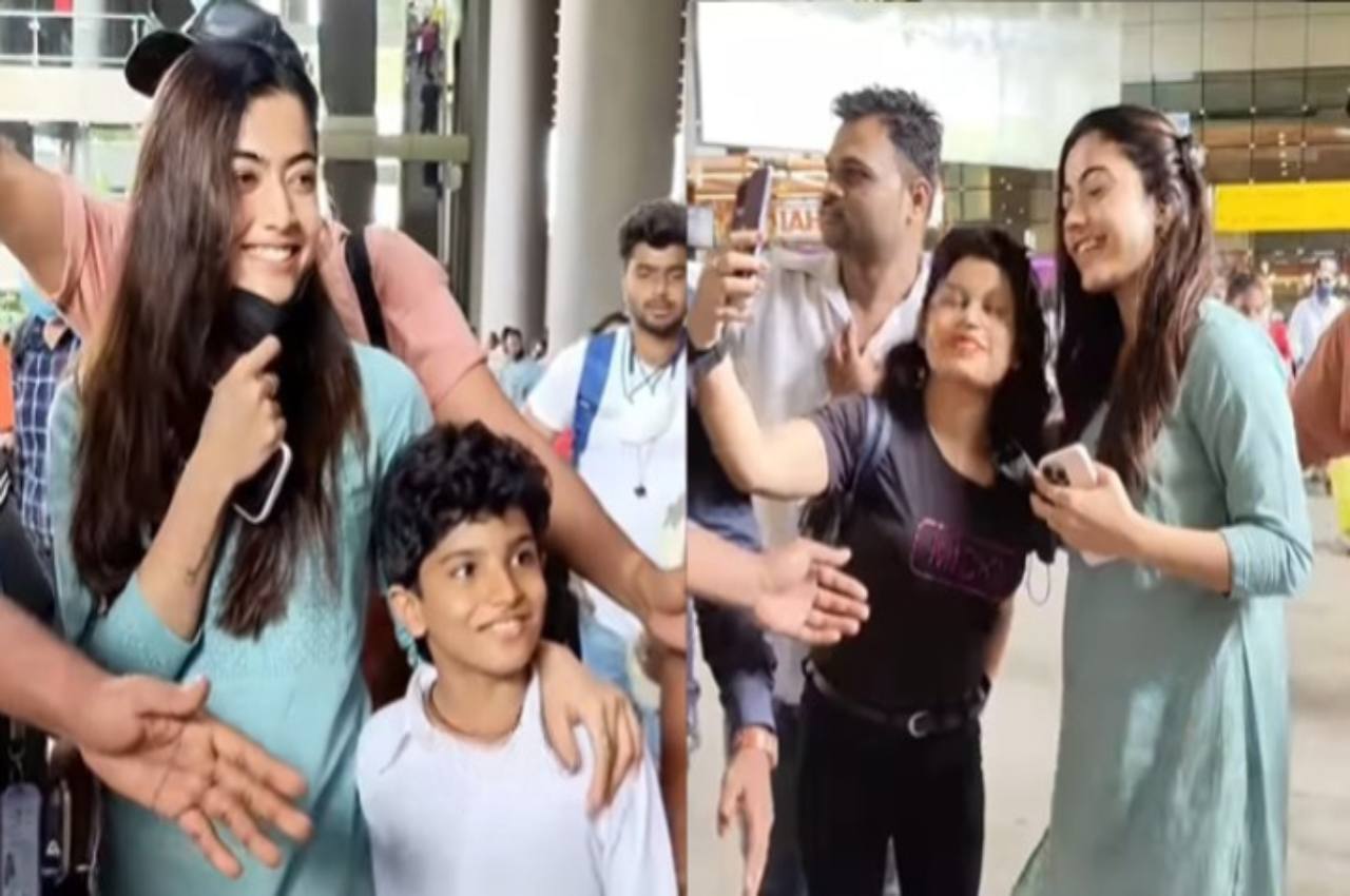 Rashmika Mandanna Surrounded by Fans at the Airport for Selfies