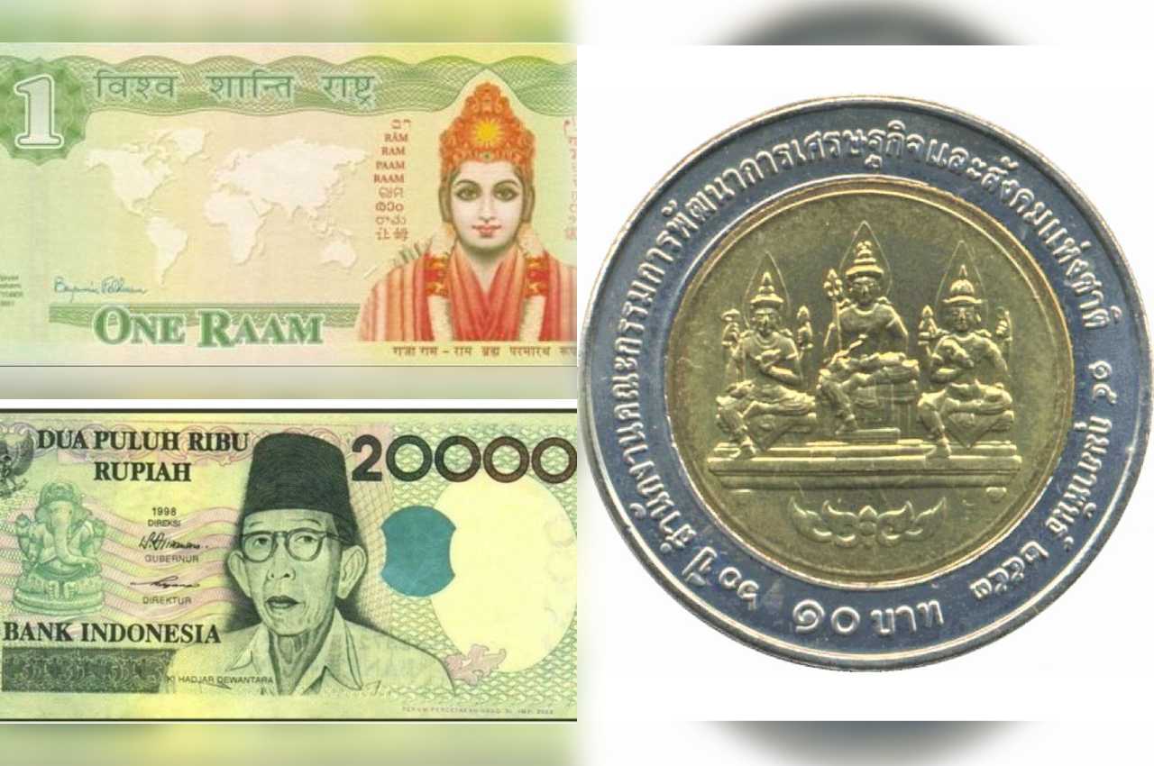 Banknotes with Hindu deities