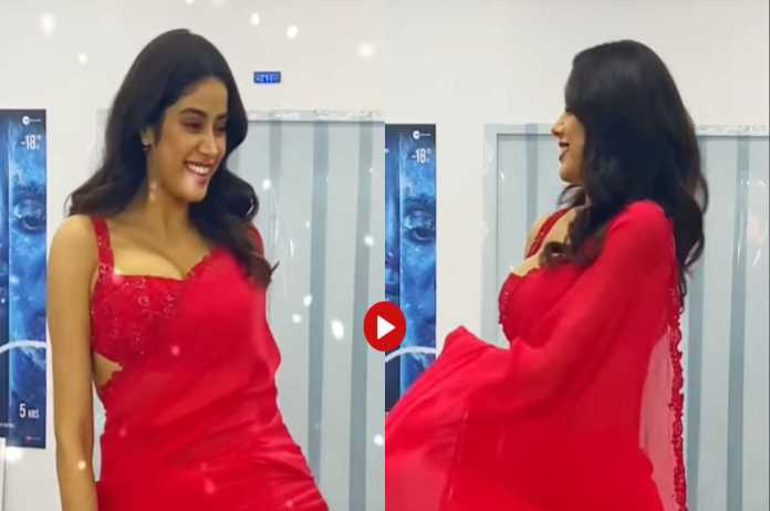 Janhvi Kapoor Looks Red Hot In This Designer Saree Video 8388