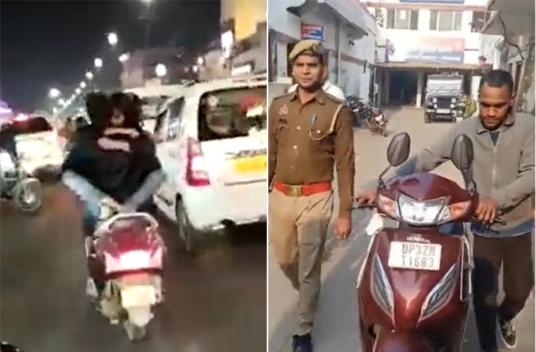 Video: Police arrest man romancing on scooter in Lucknow