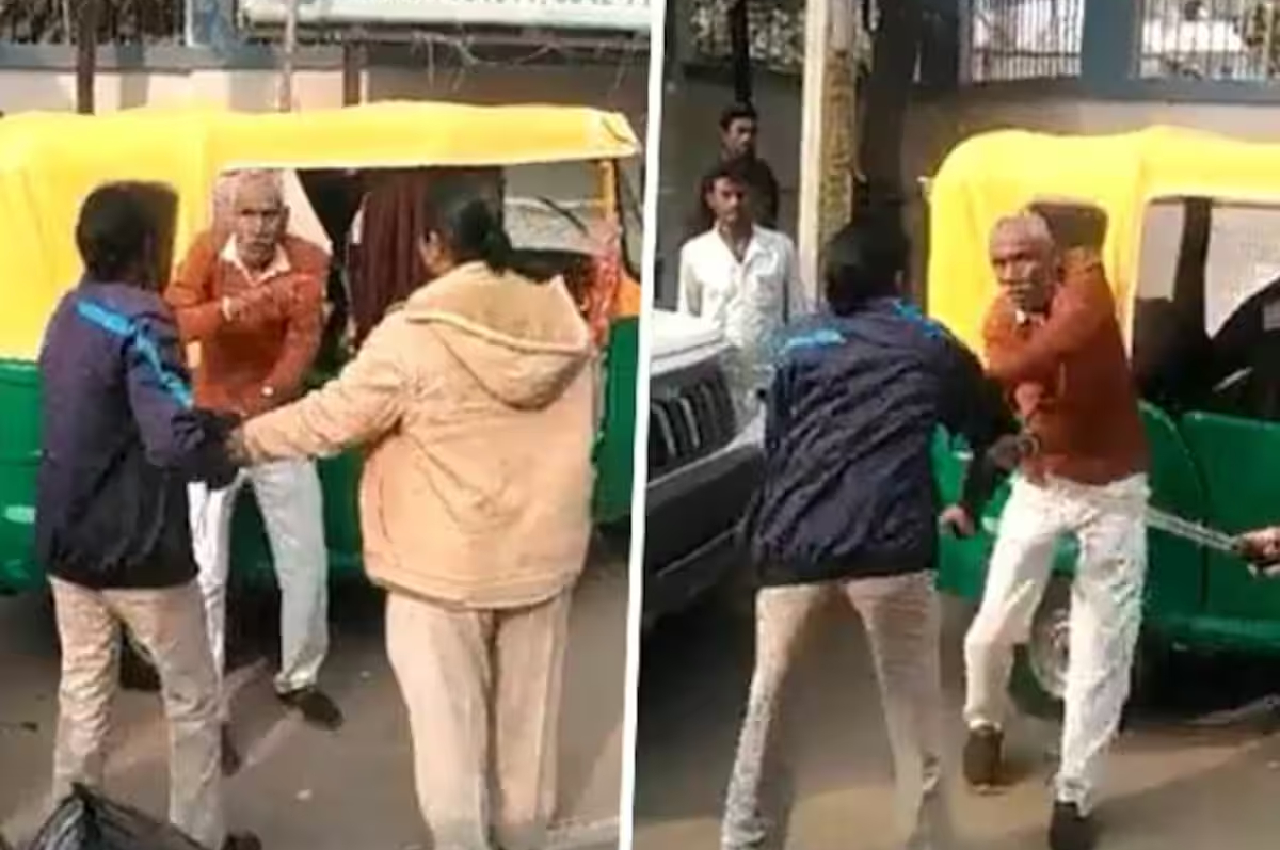 2 female officer beating elderly man