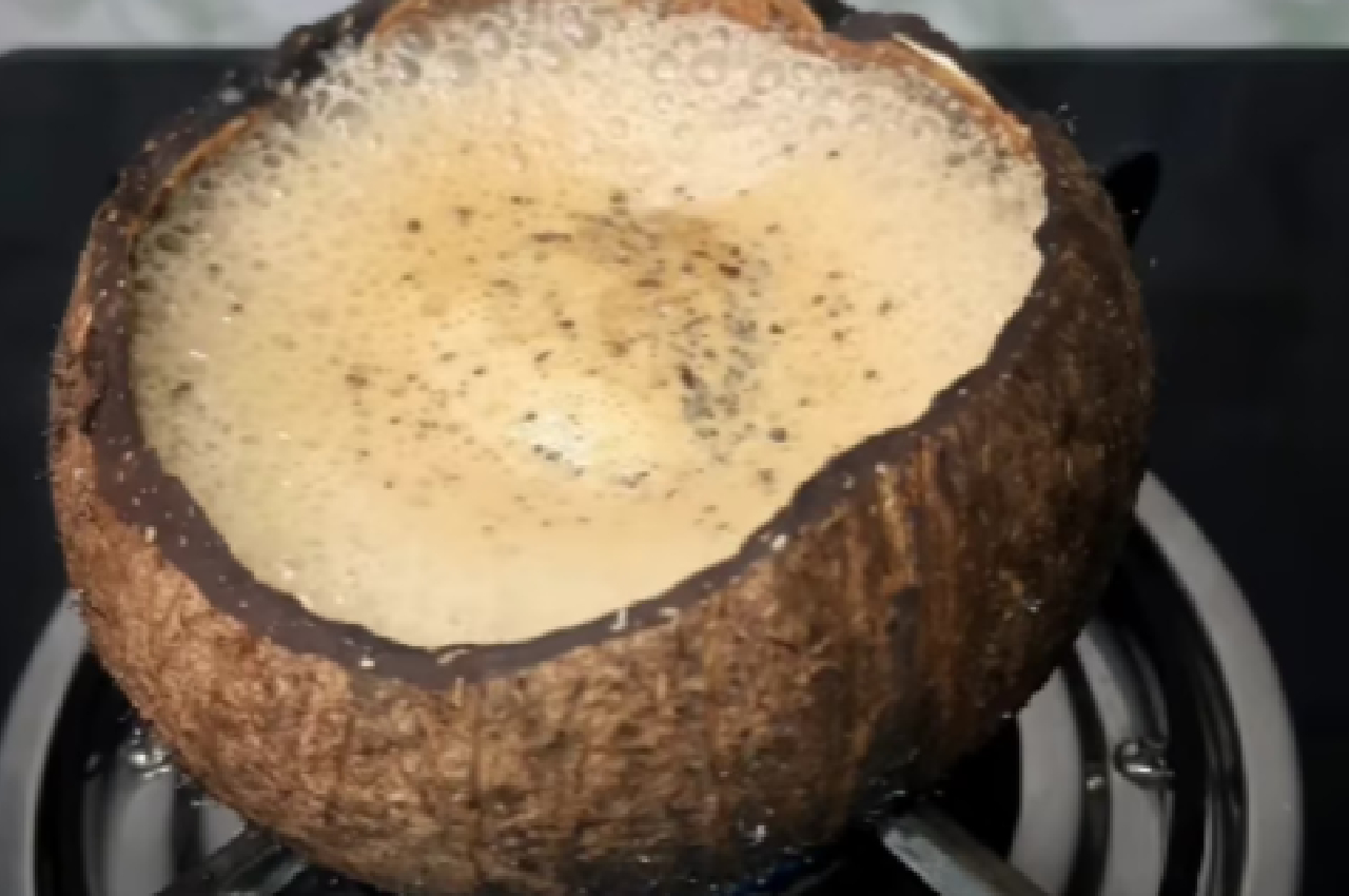 tea in coconut shell
