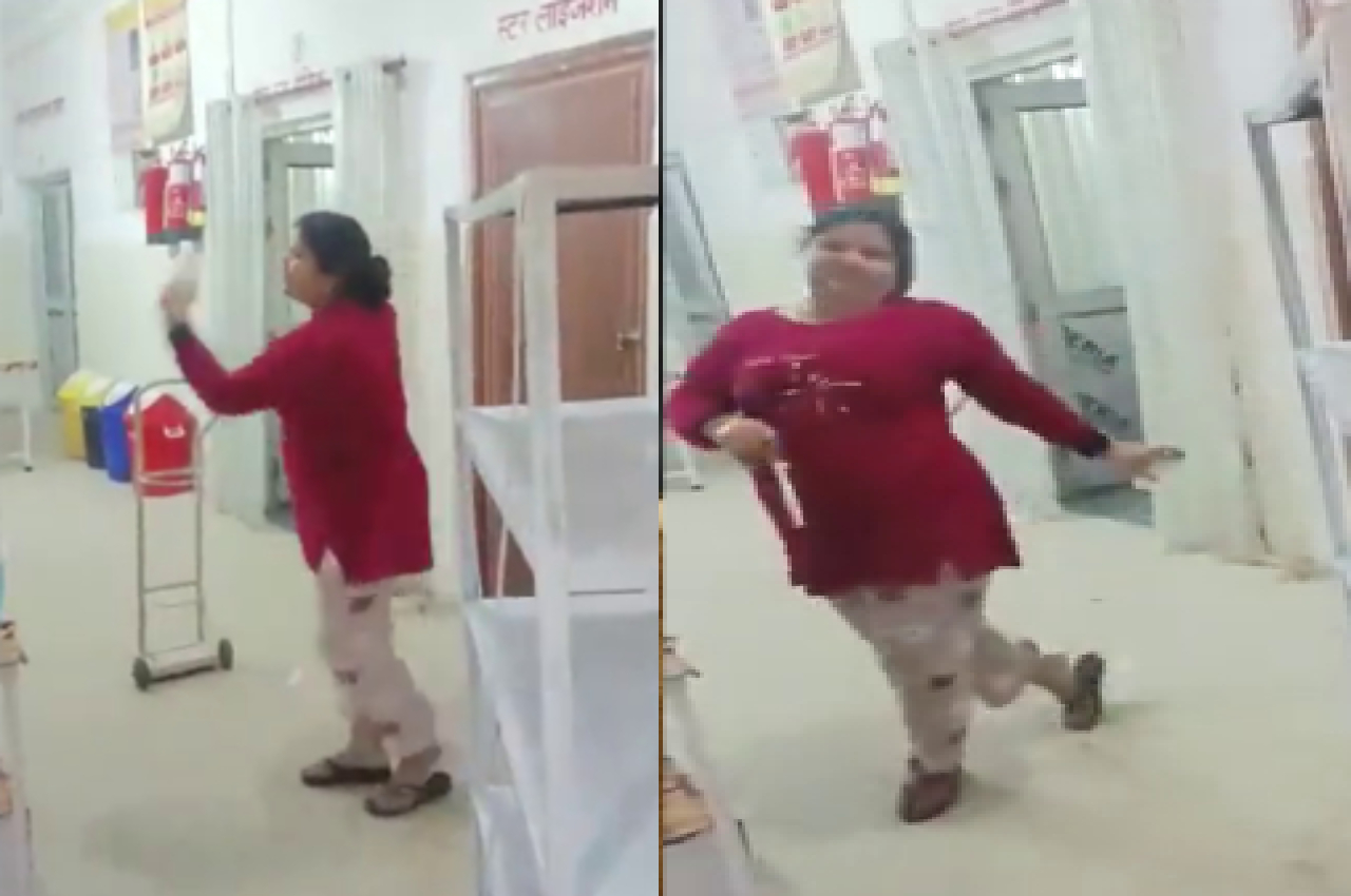 Nurse dancing in labour room