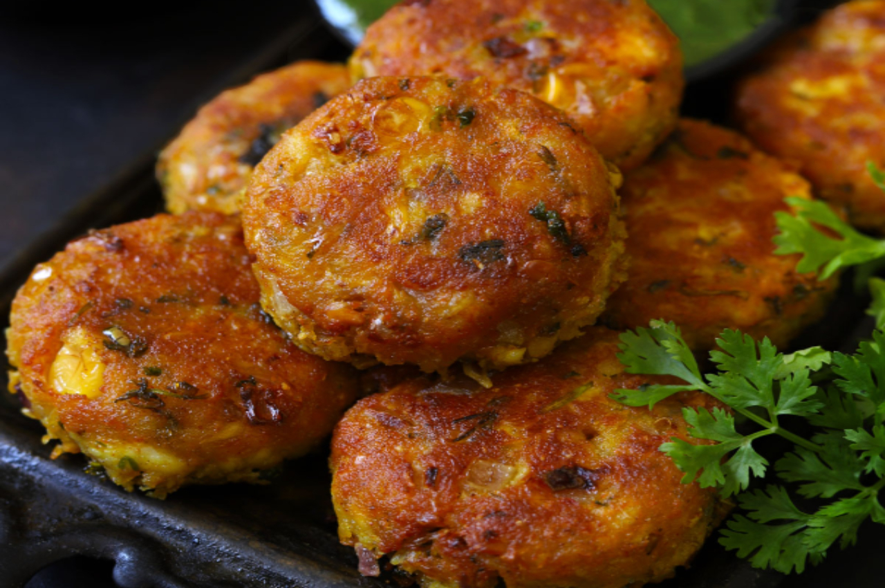 Air-fried paneer cutlets