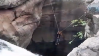 Man slips into waterfall