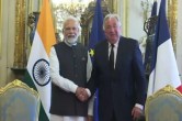 PM Modi meets French Senate Gerard Larcher, After Arrival in Paris