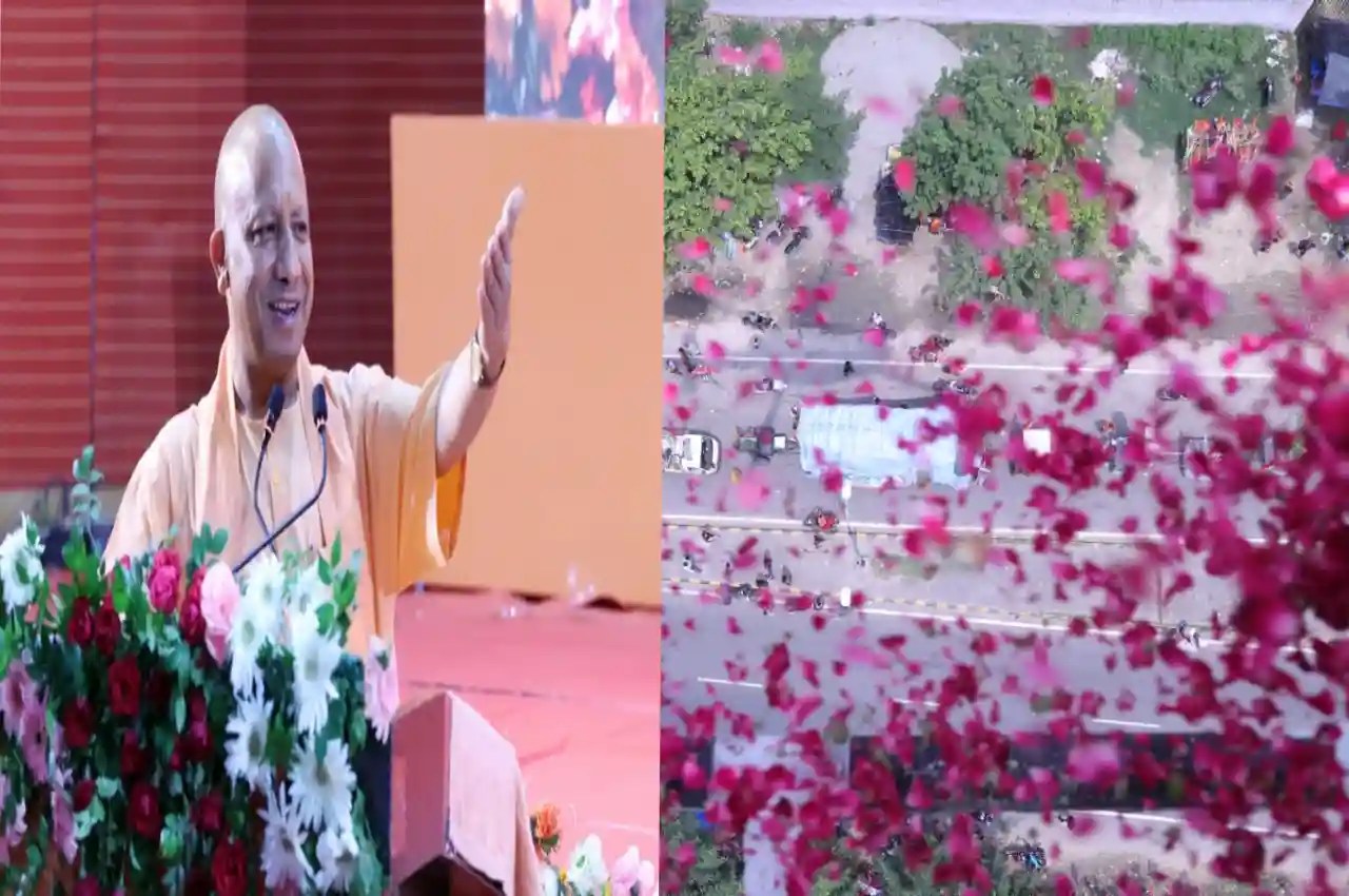UP CM Yogi showers flowers on Kanwariyas from copper