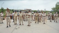 Heavy police deployed on the Gurugram-Nuh border near the KMP Expressway after violence occurred between two groups. (Photo Credit: ANI File)