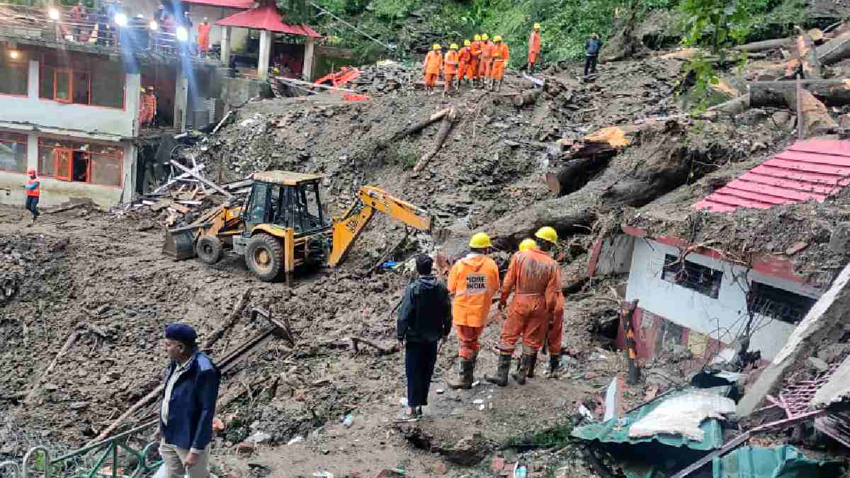 Rescue operations are underway after a landslide occurred at Summer Hill, in Shimla on Tuesday. (Photo Credit: ANI)