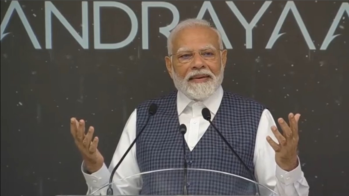 PM Modi addresses the ISRO scientists fraternity. (Photo Credit: X/NarendraModi)