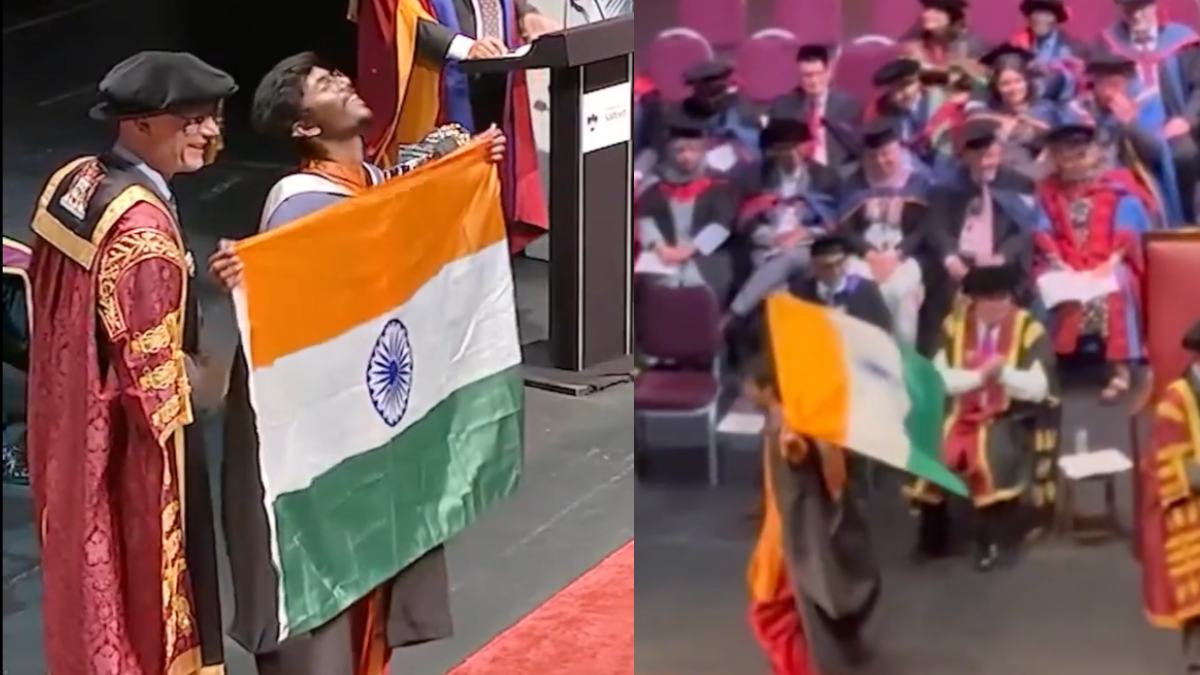 Student unfurls national flag video