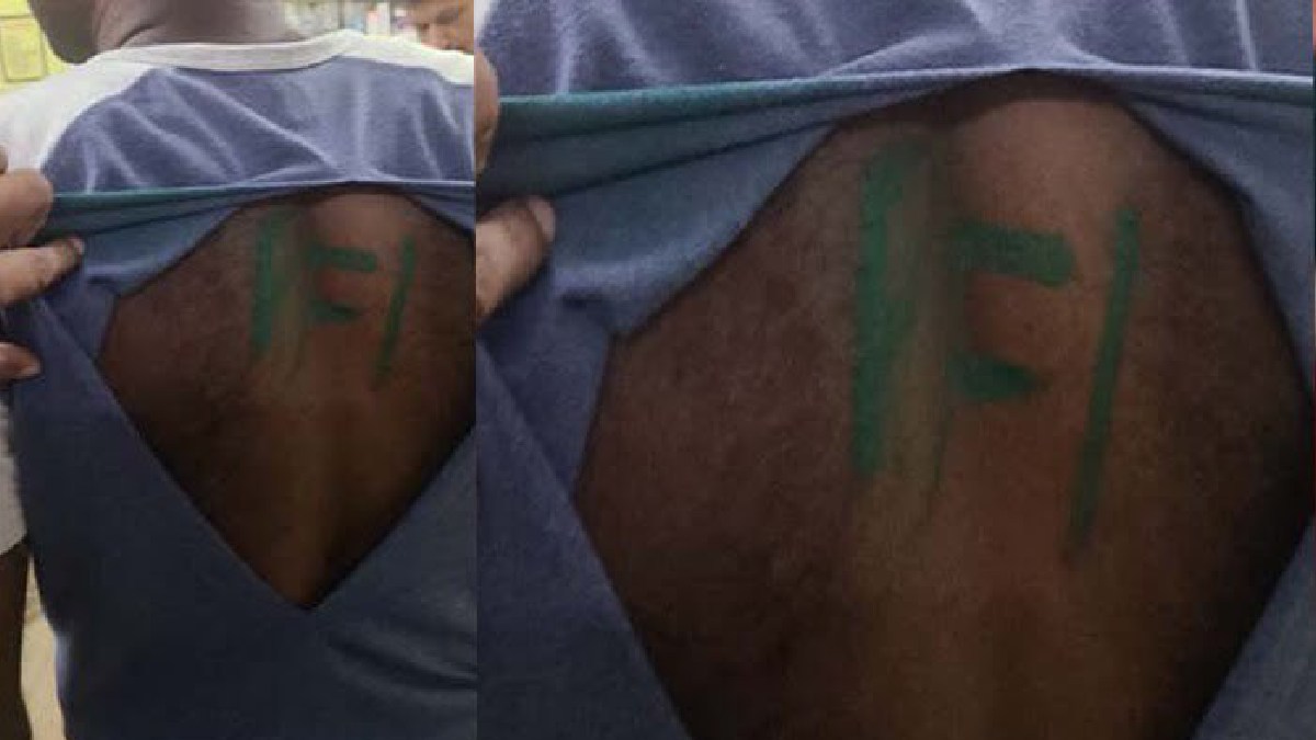 Kerala Army soldier painted with PFI on his back. (Photo Credit: X/@MahaRathii)