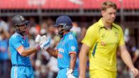 Shubman Gill and Shreyas Iyer celebrate their 50-run partnership during the 2nd ODI match against Australia. (Photo Credit: ANI)