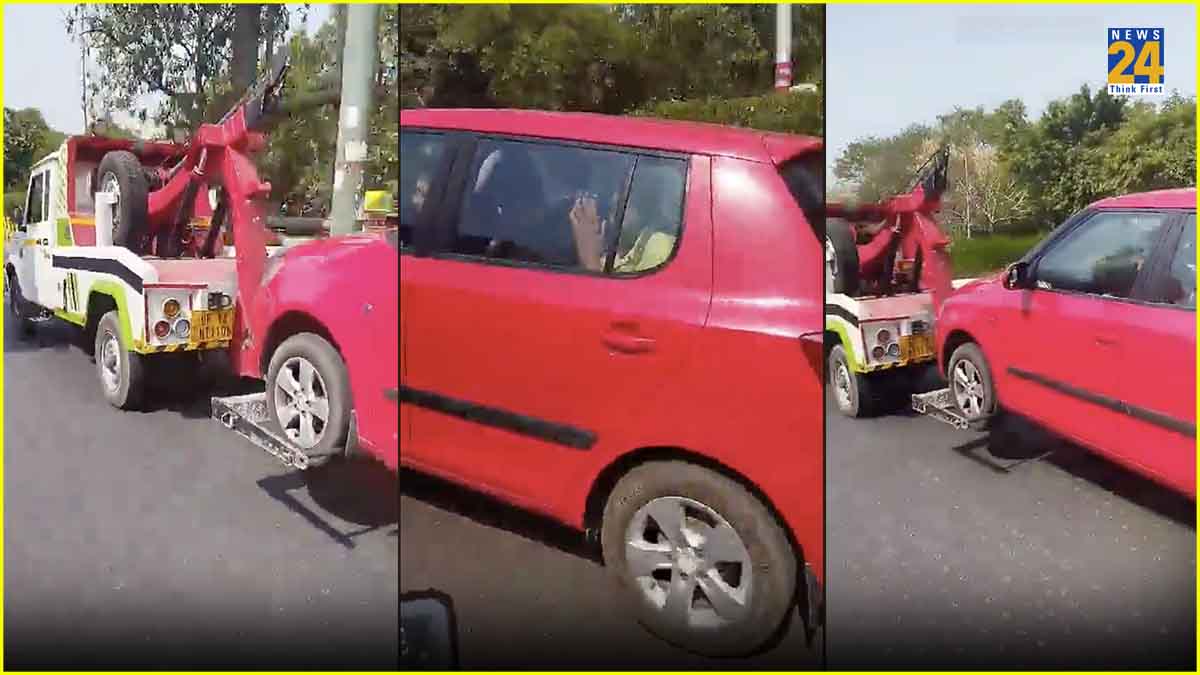 Noida: Towing Van Drags Car With 2 Senior Citizens Sitting Inside
