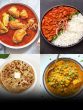 Rajma chawal, chicken curry, aloo paratha, and matar paneer