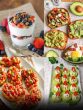 Yoghurt parfait, bruschetta, avocado toast, and cucumber bites