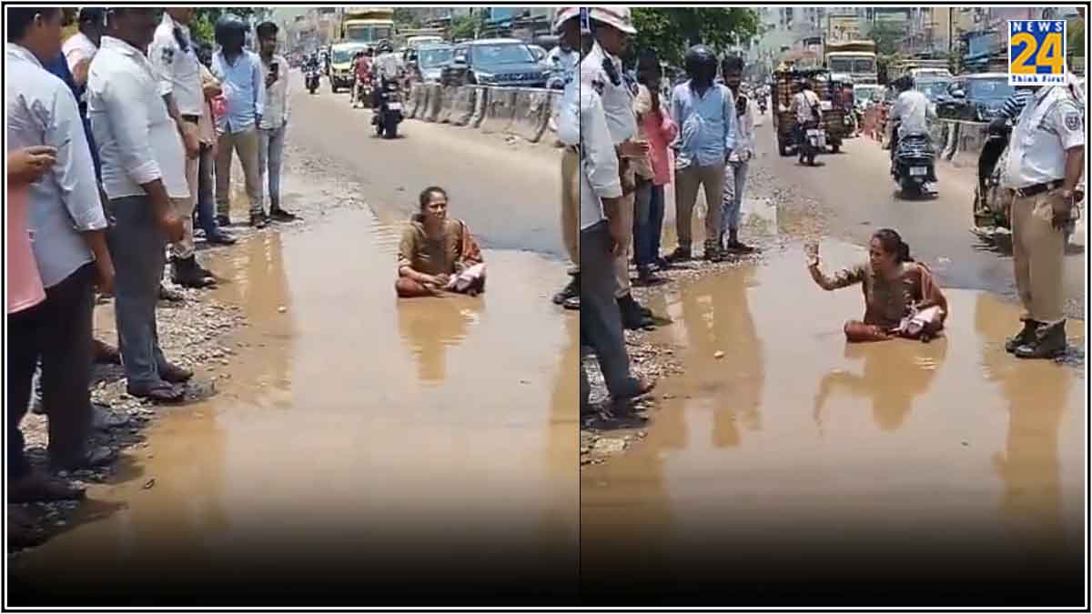 Woman's Unique Protest In Hyderabad