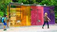 Transparent toilet in Tokyo, Japan