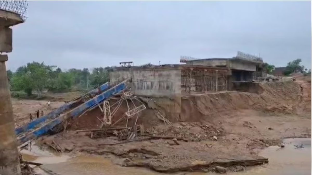 Monsoon showers led to a bridge guardrail collapse in Jharkhand, with concerns of negligence and corruption amid ongoing construction.