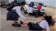 Viral Instagram video shows schoolgirls attempting risky stunts on road.