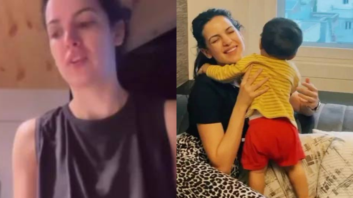 Watch_ Natasa Stankovic And Son Agastya's Adorable Ice Facial Conversation With A Cricket Twist
