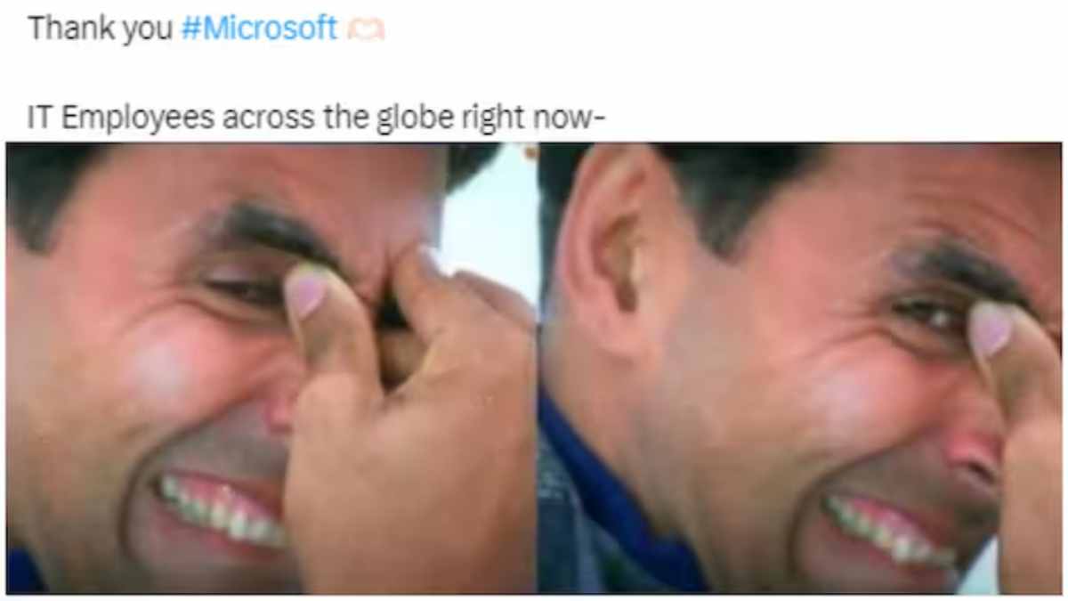 Microsoft outage disrupts flights, supermarkets, and banks; social media users find humor amid chaotic situation.