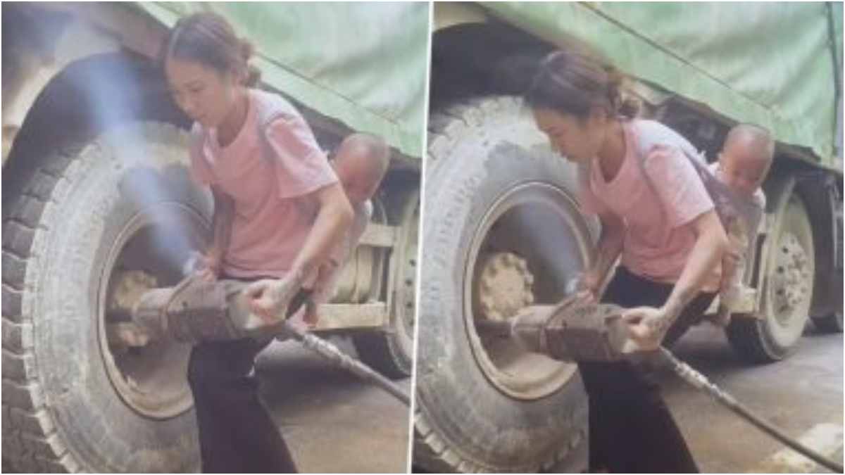 Viral video of a hardworking mother with child on her back moves millions, showcasing unwavering dedication and love.