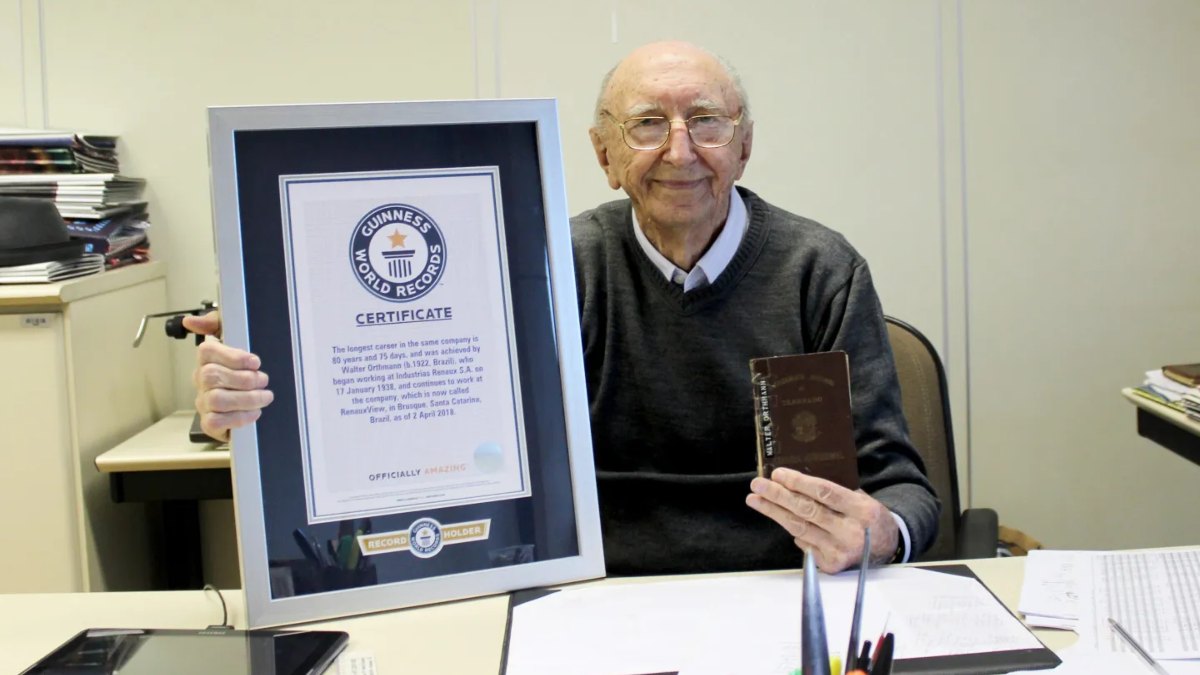 Walter Orthmann, set record for completing 84 years in one company