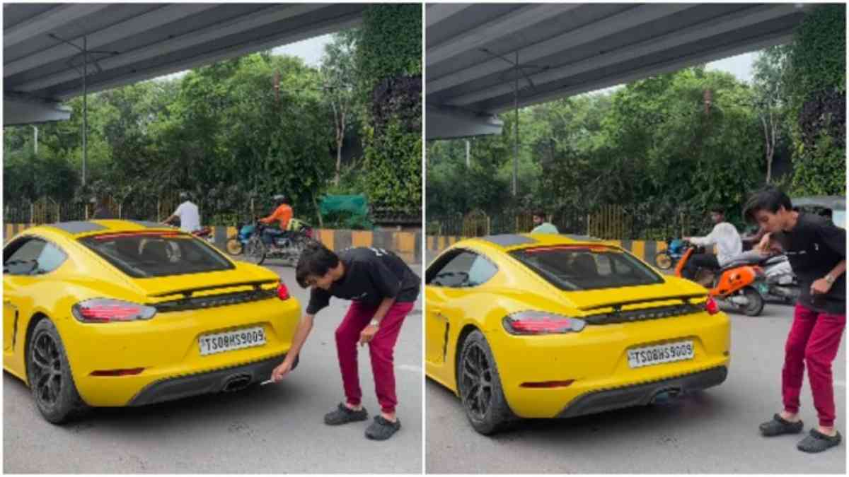 Viral: Hyderabad Man Slammed For Risky Stunt Of Lighting Cigarette From Porsche Exhaust