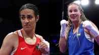 Imane Khelif and Anna Luca Hamori face off in the women's 66kg quarterfinals