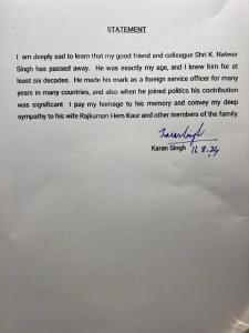 karan singh statement