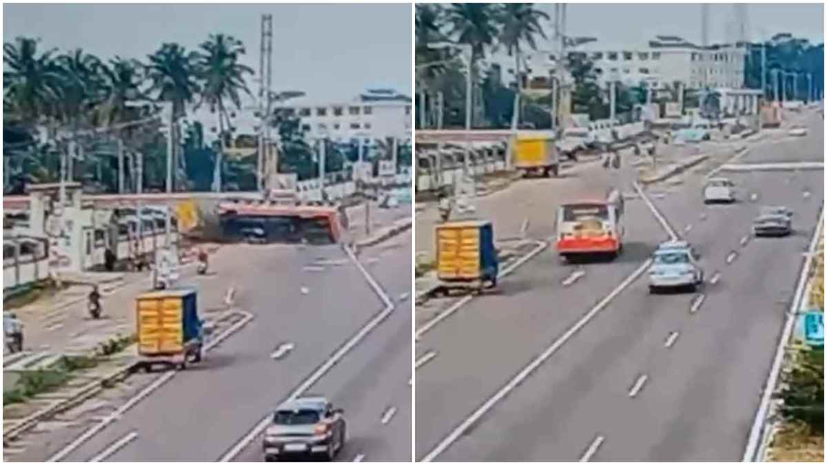 Bengaluru-bound Bus Overturns On Expressway Due To Speeding, 15 Injured, Parked Vehicle Hit | WATCH