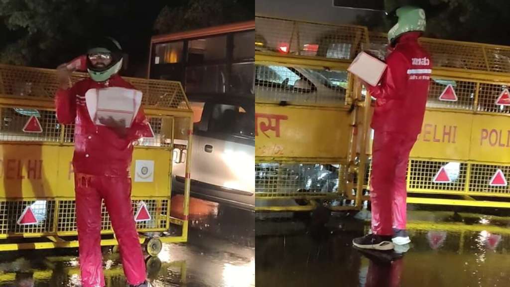 Zomato delivery agent reaches to deliver in rain and traffic: video