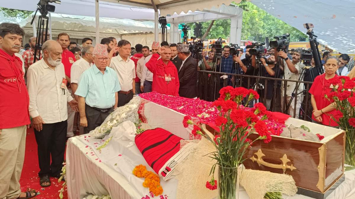 Mortal remains of Sitaram Yechury were brought to the CPI(M) party headquarters in Delhi