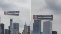 Airline banner with 'Stop Violence on Bangladesh Hindus' seen over New York City