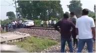 Car stuck on railway track in Gonda, collision averted