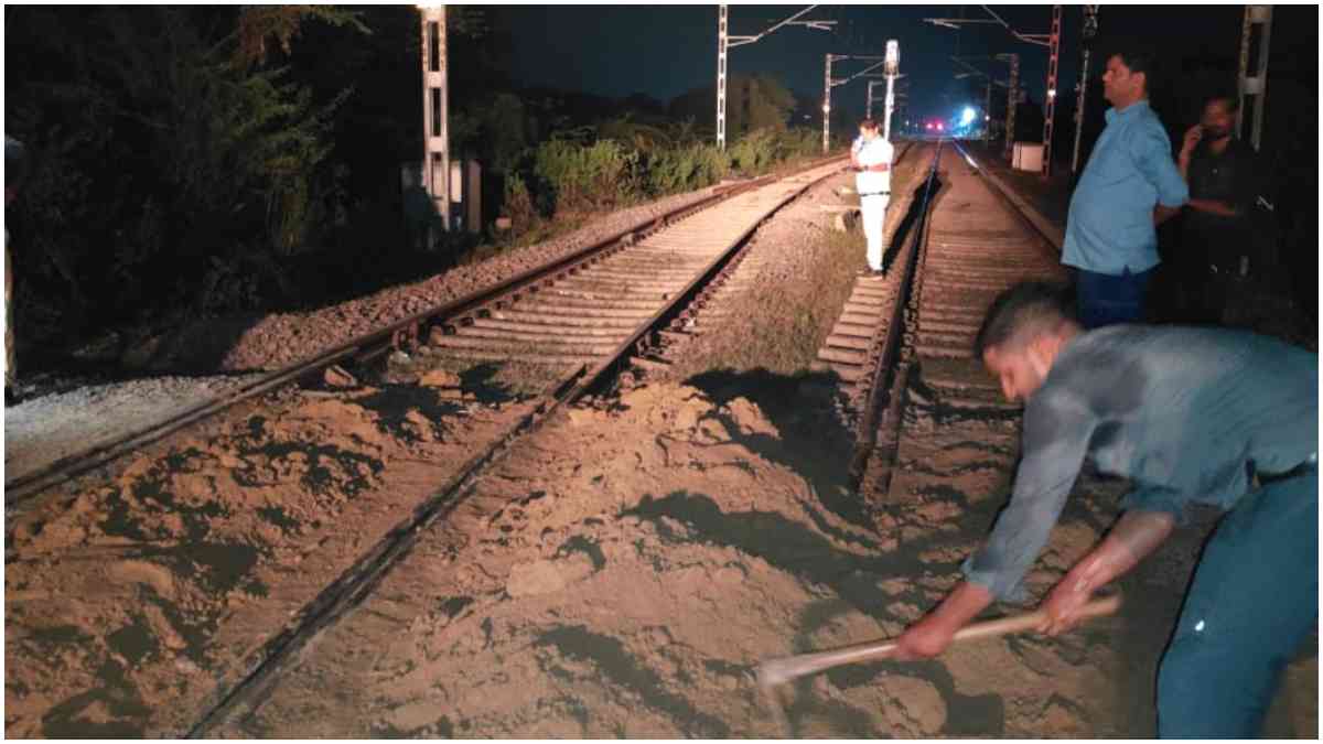 Soil piled on railway track in Uttar Pradesh