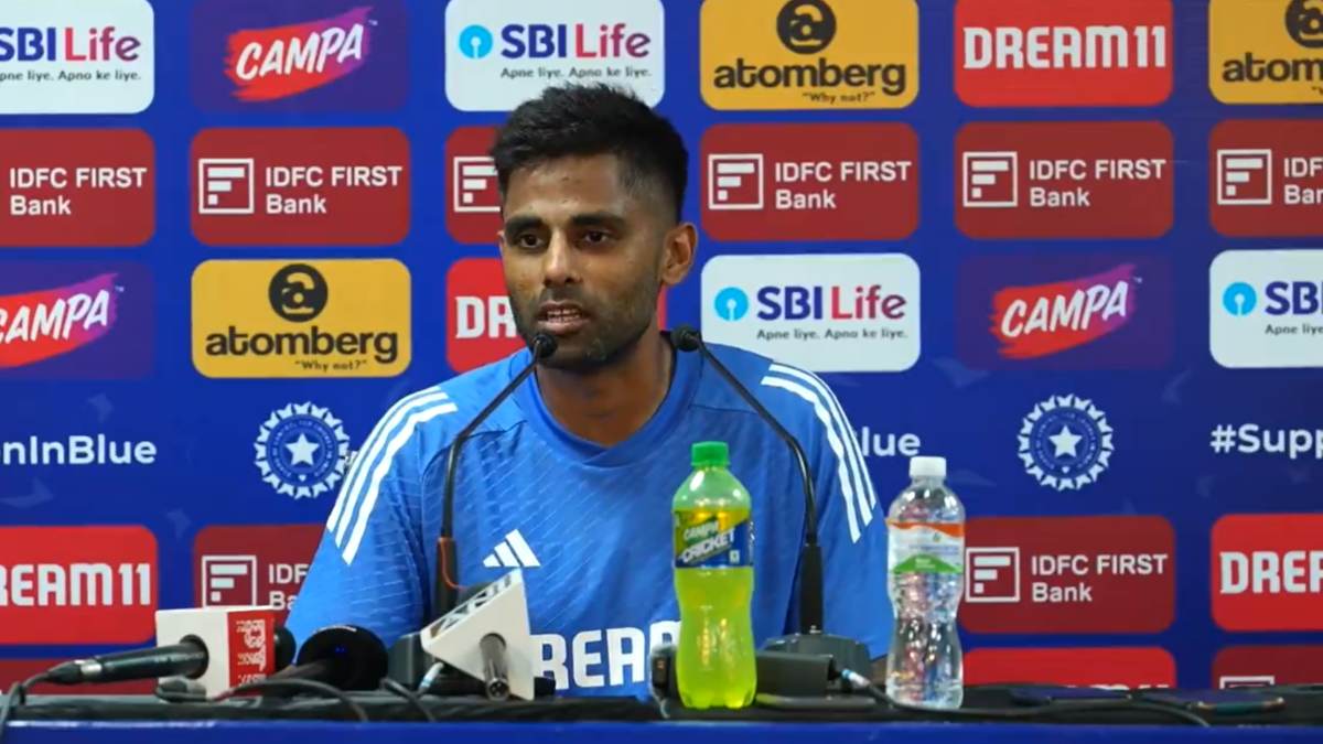 Suryakumar Yadav attends a press conference ahead of 1st T20I against Bangladesh