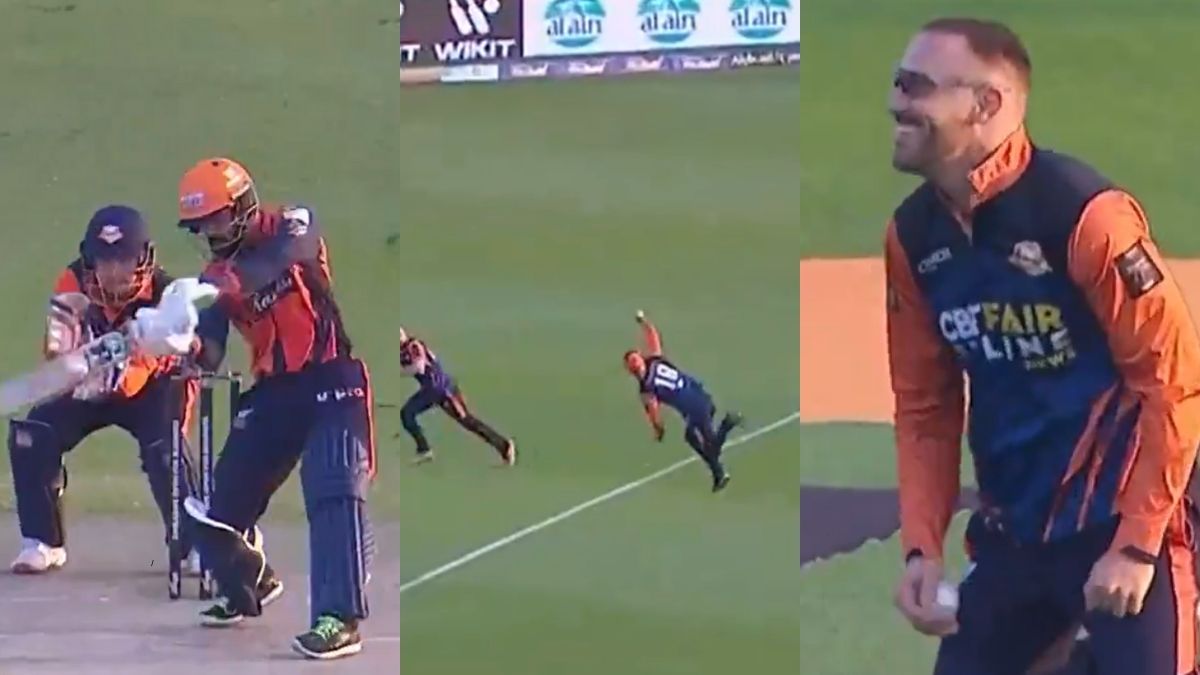 Faf du Plessis takes a spectacular one-handed catch