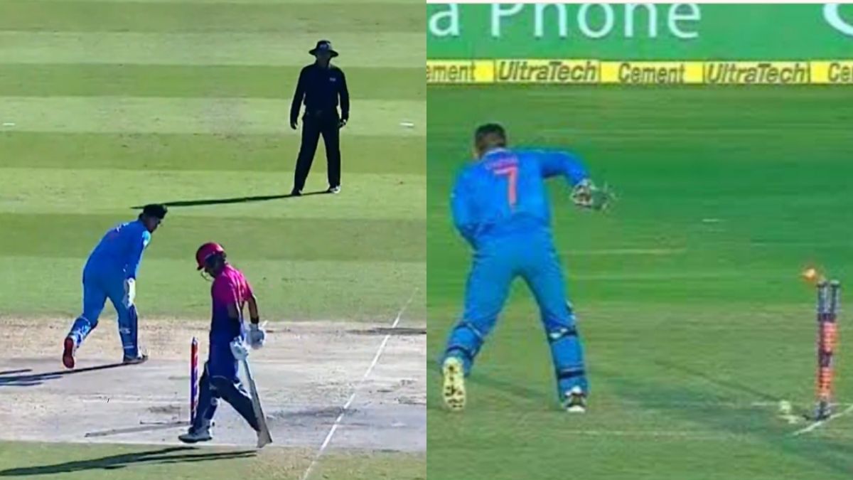 Harvansh Singh tries to recreate MS Dhoni's iconic run-out