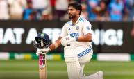 Nitish Kumar Reddy after his maiden Test century in Melbourne