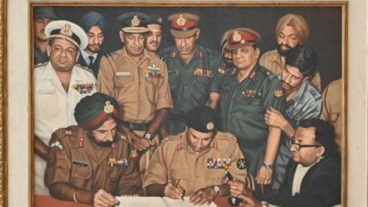 Army Chief General Upendra Dwivedi Installs Iconic 1971 Pakistan Surrender Painting At Manekshaw Centre