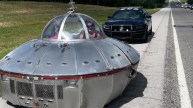 The spaceship car that was stopped by the poilce in Okhlahoma