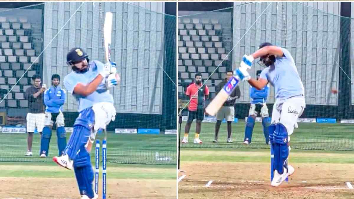 Rohit Sharma practising in the nets