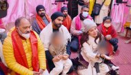 Virat Kohli and Anushka with their children at Vrindavan