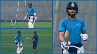 Virat Kohli in the nets during practice.