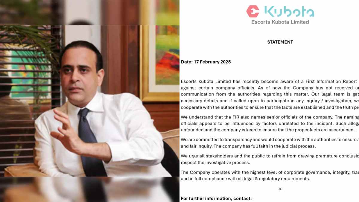 Escorts Kubota Defends CMD Nikhil Nanda Amid FIR, Calls Allegations ‘Unfounded’ Escorts Kubota Defends CMD Nikhil Nanda Amid FIR, Calls Allegations ‘Unfounded’