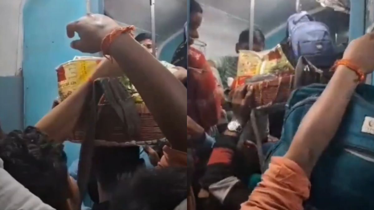 Viral Video: Vendor Harassed On Crowded Train; Netizens Ask, ‘Washing Sins At Kumbh?