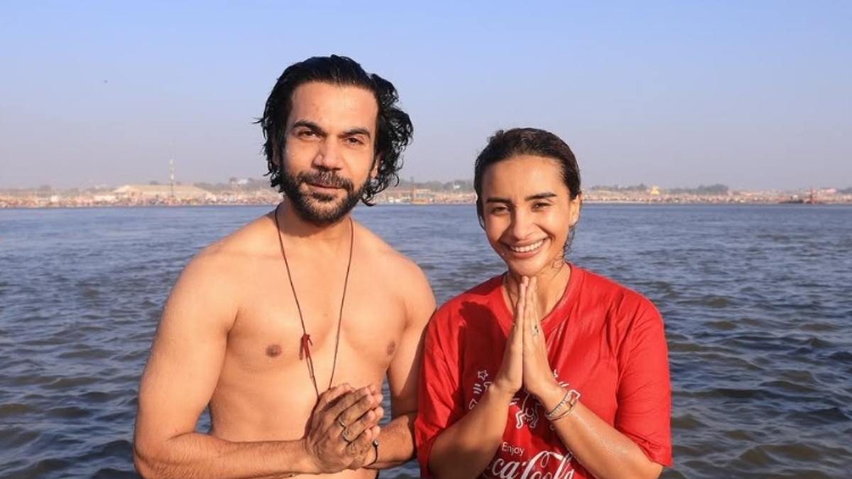 Rajkummar Rao & Patralekhaa Seek Blessings At Mahakumbh 2025, Take Holy Dip At Triveni Sangam!