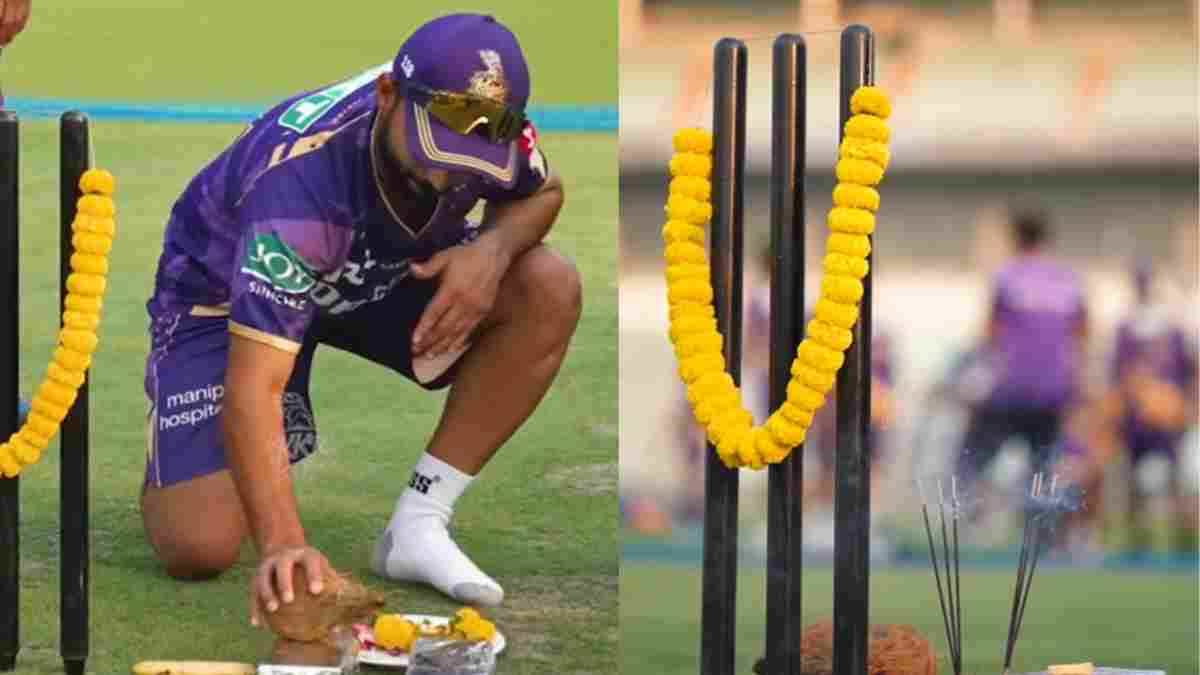 Ajinkya Rahane performs rituals (Image source - KKR/X)